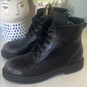 Golden Goose Black Leather Combat Boots